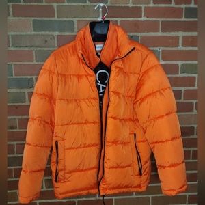 CM008951 Calvin Klein Mens Classic Puffer Coat Large Bright Orange